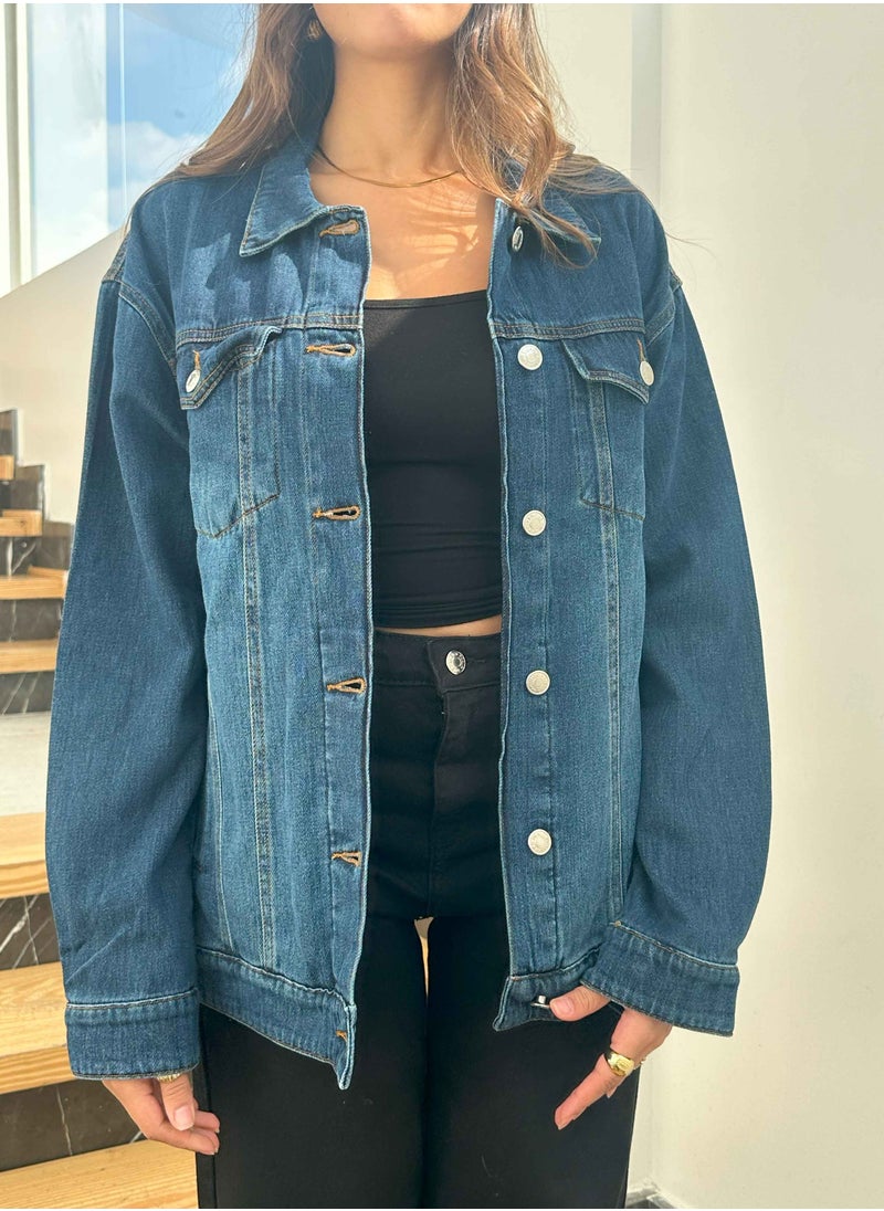 Oversized Denim Jacket -  Dark Blue Wash Straight Fit. - pzsku/ZD55C6CEB2FE8BAB9D341Z/45/_/1738274795/389d38ac-e834-4467-8283-80defd90f260