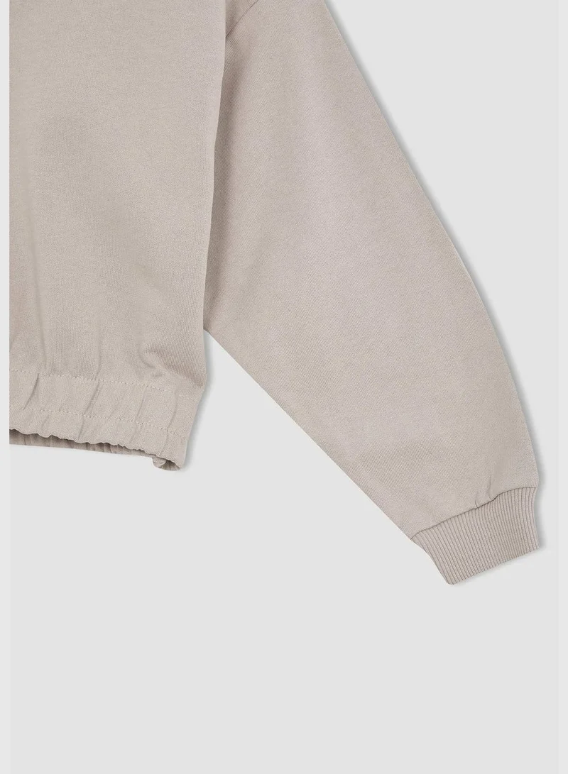 DeFacto Regular Fit Long Sleeve Crop Hoodie & Jogger Set
