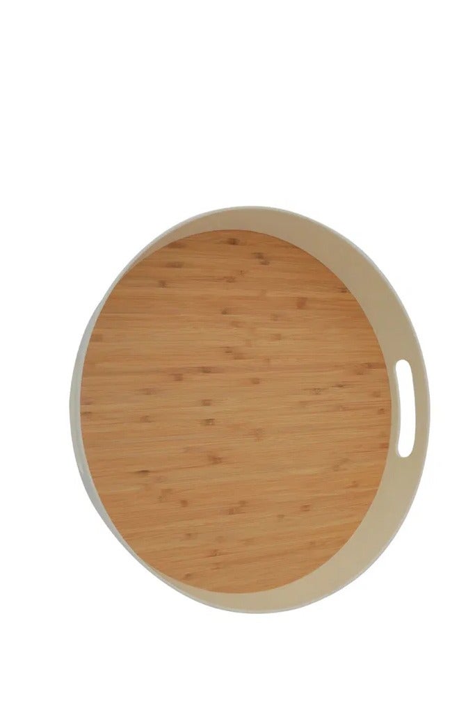 Alsaif Gallery Tofaria Saif Gallery wooden serving tray, 15 inches, round - wooden - Image 1