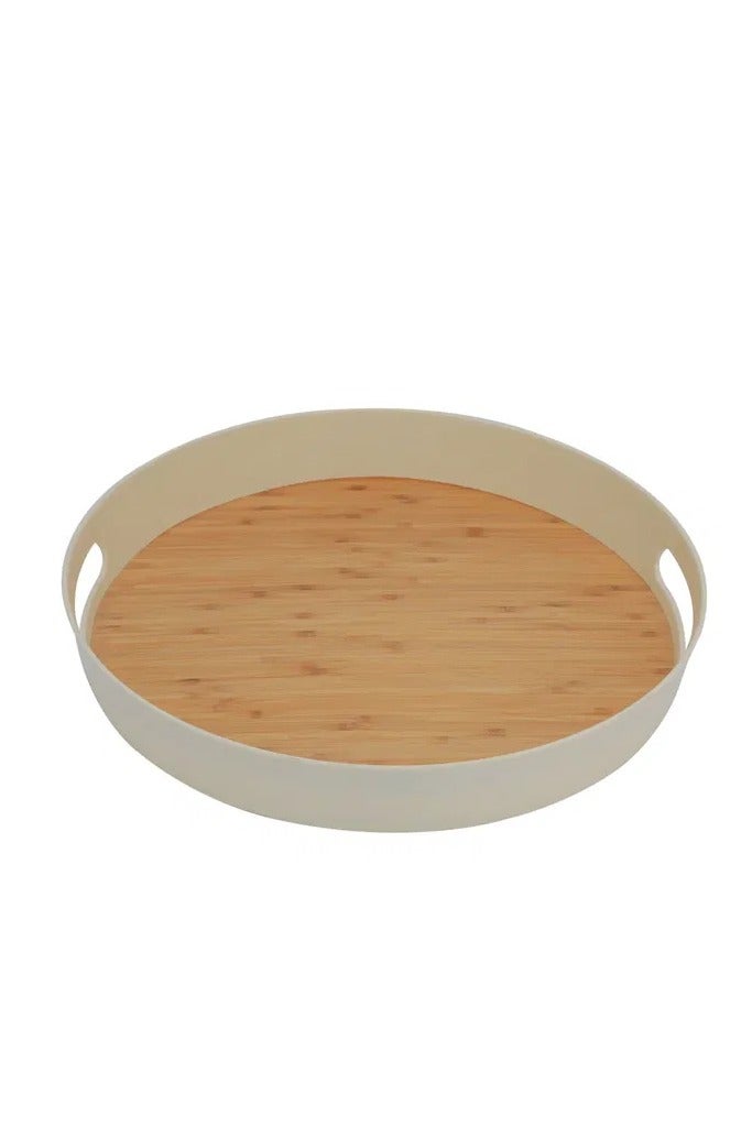 Alsaif Gallery Tofaria Saif Gallery wooden serving tray, 15 inches, round - wooden - Image 3