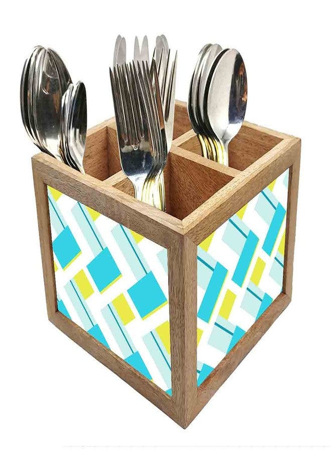 Nutcase Wooden Cutlery Stand Holder Silverware Caddy Spoons Forks Knives Organizer for Dining Table & Kitchen -Made in India-Spoons NOT Included - Mix and Match - Image 1
