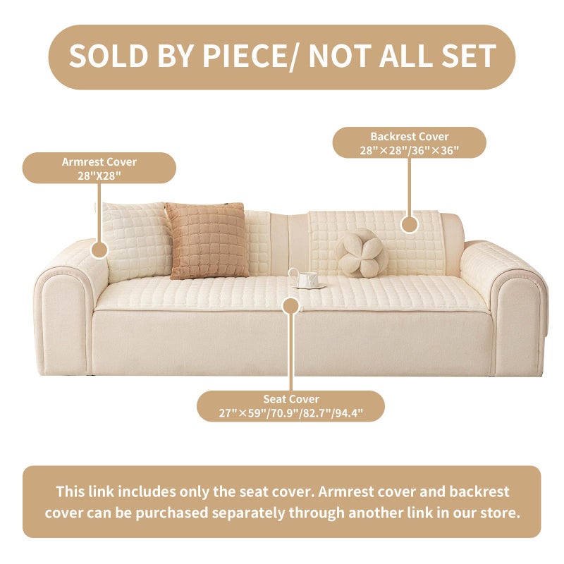 MDSASFD Velvet Couch Covers for Dogs, Dog Sectional Couch Covers, Pet Couchs Cover for Loveseat, Couchs Protector for Dogs, Sectional Sofa Cover for Pet Washable(1PC,Beige White,27.6"Ã—59") - Image 2