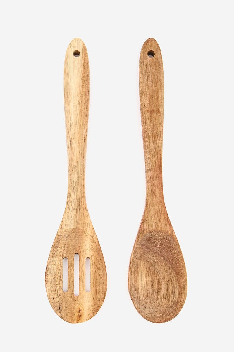 Bombay Set of Slotted Spoon And Solid Spoon, Brown - Image 1