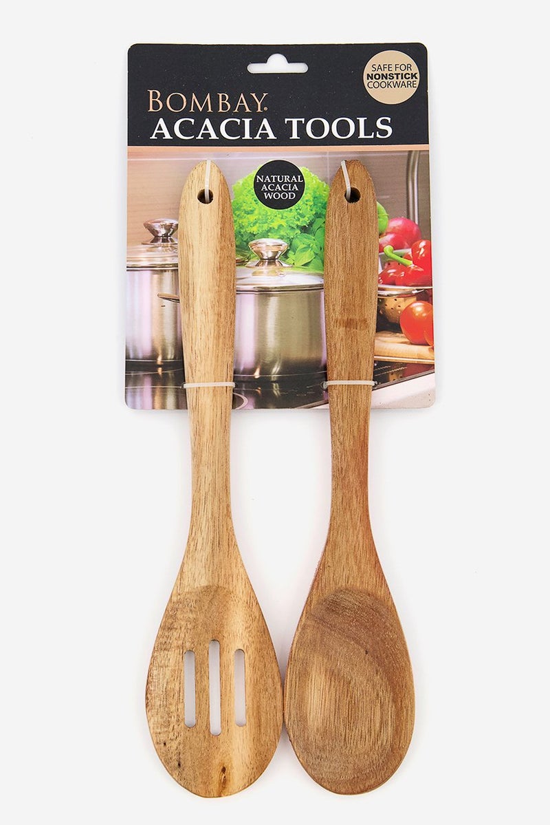 Bombay Set of Slotted Spoon And Solid Spoon, Brown - Image 2