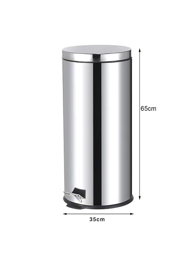 AKC Stainless Steel Pedal Trash Can with Lid - Silent Close & Anti-Odor | Hands-Free Foot Pedal Bin for Bathroom, Kitchen, Bedroom, Office - Durable & Rust-Resistant Waste Bin (40 Liters) - Image 2