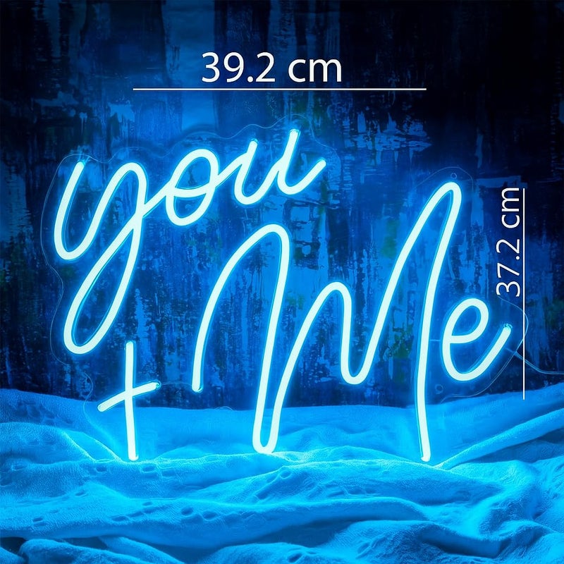 Horoof Home You and Me Neon LED Light Wall Decor - Blue Acrylic for Bedroom, Weddings, Valentine's Day, Couples Gift - Image 2