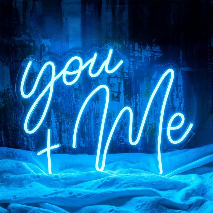 Horoof Home You and Me Neon LED Light Wall Decor - Blue Acrylic for Bedroom, Weddings, Valentine's Day, Couples Gift - Image 1