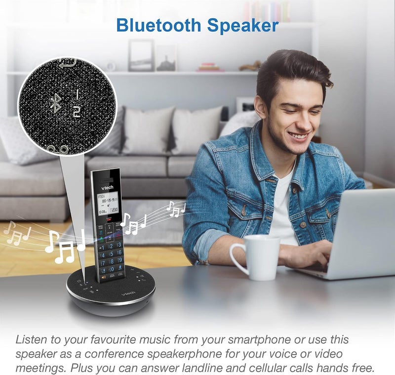 VTech LS6381-2 Bluetooth Speaker Cordless Phone with Echo Cancellation and Smart Call Blocker - Image 4
