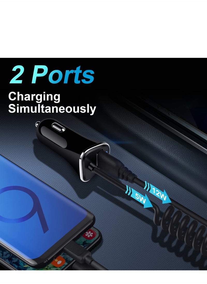 Excefore - USB C Car Charger, Charger Fast Charging with 5ft Super Type Coiled Cable, for Samsung Galaxy Z Fold 4 Flip A53 A13 A03s A32 A52 S21 FE S22 Ultra S20 Note 20, 3.4A - Image 1