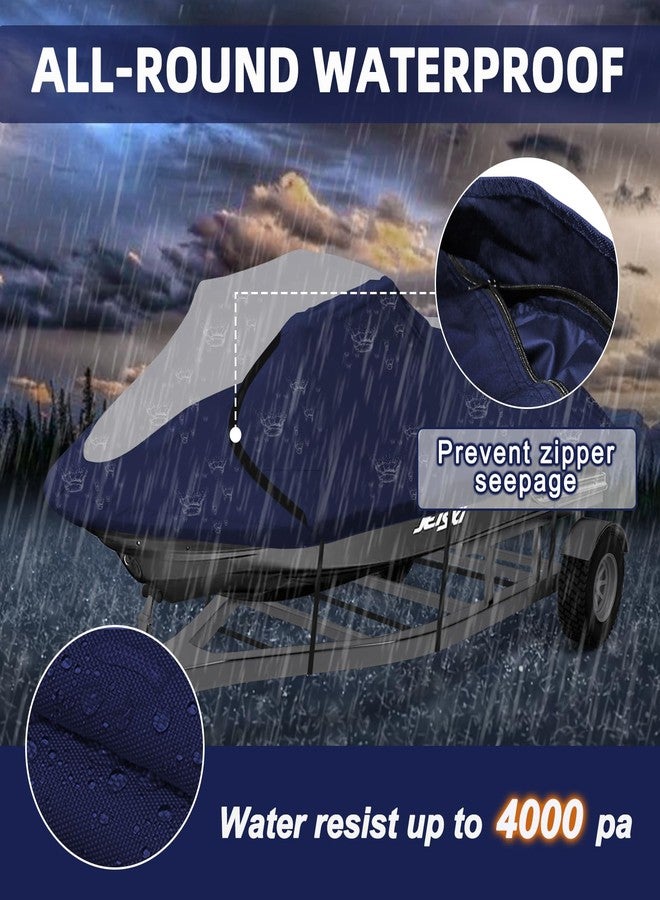 Zenicham 600D Jet Ski Cover Fits from 136"-145" (3 Seater), Gray & Navy - Image 4