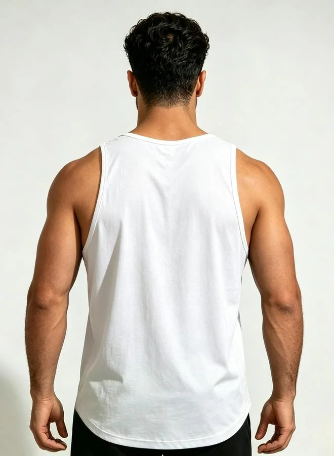 Take Two Men White Slogan Print Tank Top