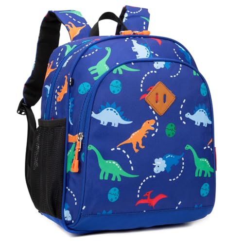 JinBeryl Toddler Backpack for Boys, 12 Inch Kids Dinosaur Backpack for Preschool or Kindergarten, Blue - Image 2