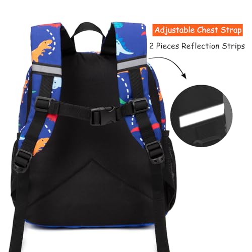 JinBeryl Toddler Backpack for Boys, 12 Inch Kids Dinosaur Backpack for Preschool or Kindergarten, Blue - Image 4