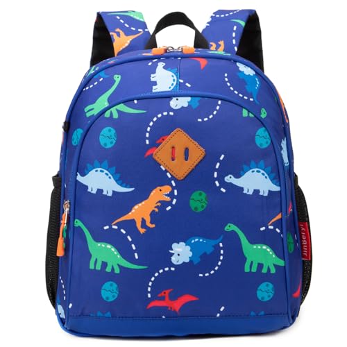 JinBeryl Toddler Backpack for Boys, 12 Inch Kids Dinosaur Backpack for Preschool or Kindergarten, Blue - Image 1