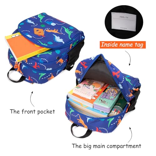 JinBeryl Toddler Backpack for Boys, 12 Inch Kids Dinosaur Backpack for Preschool or Kindergarten, Blue - Image 5