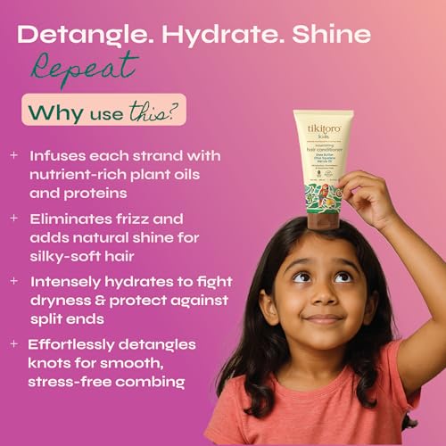 Tikitoro Kids Nourishing Hair Conditioner with Shea Butter, Olive Squalane & Marula Oil | Gentle Detangling Conditioner | Smoothens & Hydrates | (Age: 4+) (150 ml × 1) - Image 3