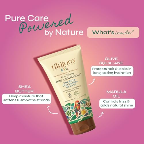 Tikitoro Kids Nourishing Hair Conditioner with Shea Butter, Olive Squalane & Marula Oil | Gentle Detangling Conditioner | Smoothens & Hydrates | (Age: 4+) (150 ml × 1) - Image 4