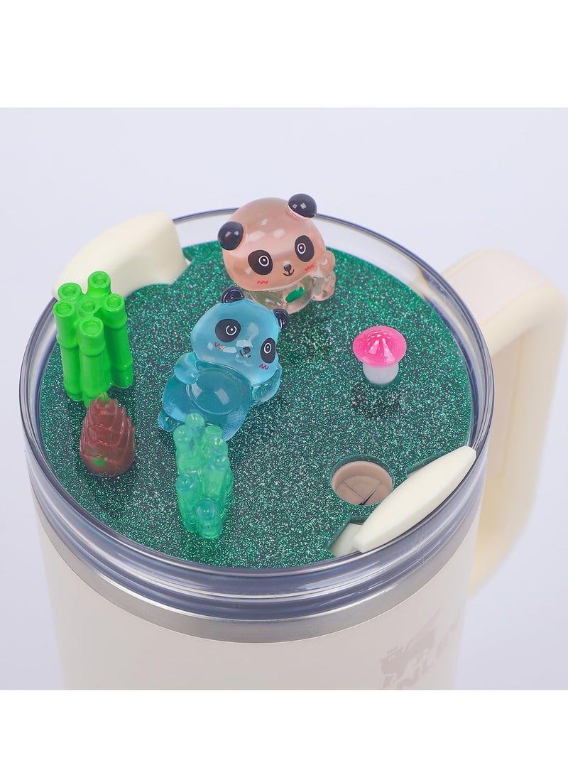 KASTWAVE Stanley Cup Accessories Set, Compatible with Stanley Cup Lid Accessories Charms, Charms for Stanley Cups H2.0 Accessories 40oz with Silicone Straw Cover Cap for Tumblers, Panda, 40oz - Image 2