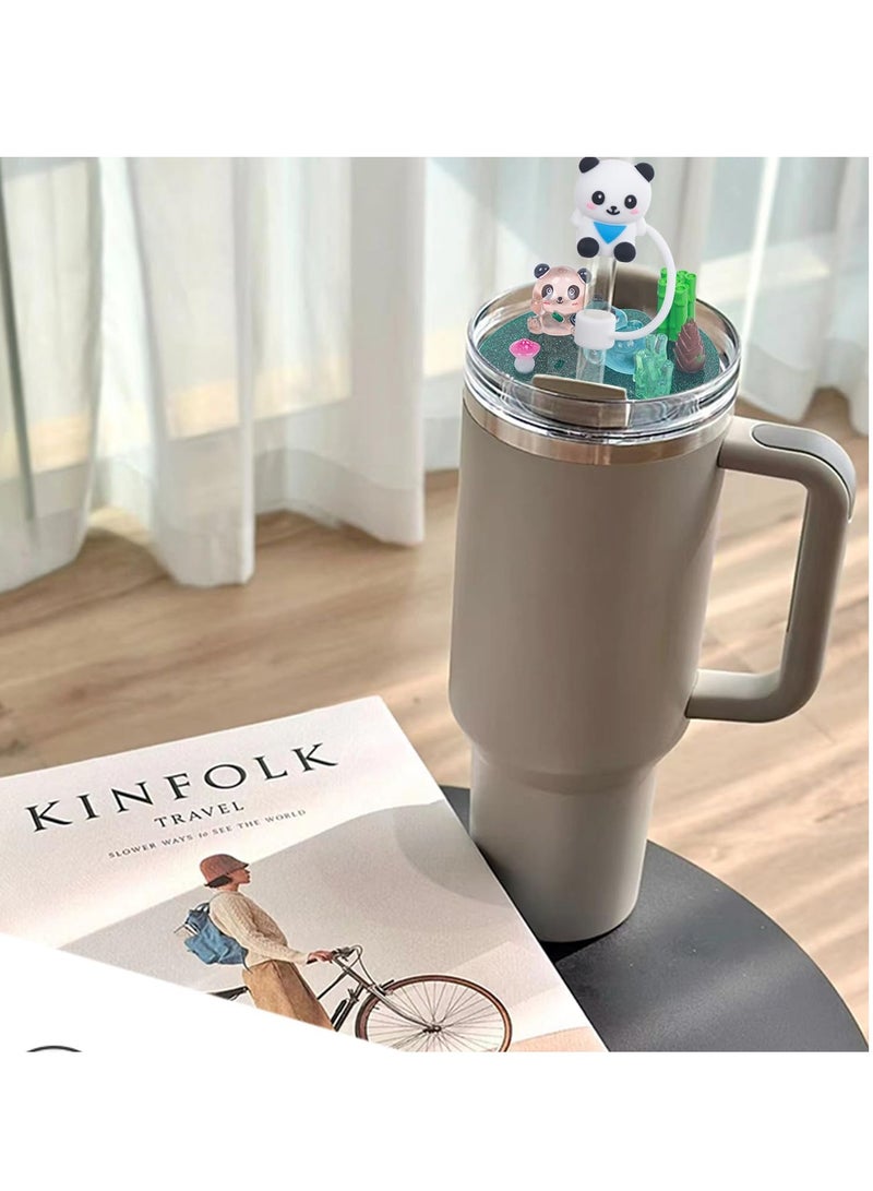 KASTWAVE Stanley Cup Accessories Set, Compatible with Stanley Cup Lid Accessories Charms, Charms for Stanley Cups H2.0 Accessories 40oz with Silicone Straw Cover Cap for Tumblers, Panda, 40oz - Image 3