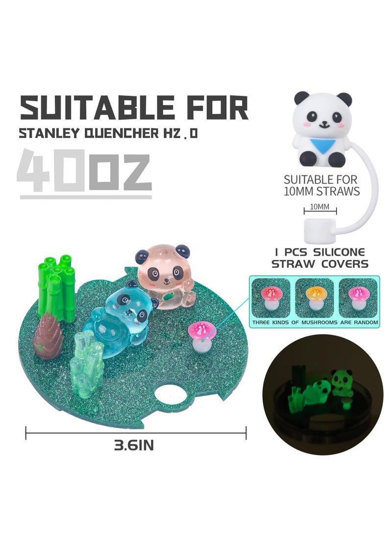 KASTWAVE Stanley Cup Accessories Set, Compatible with Stanley Cup Lid Accessories Charms, Charms for Stanley Cups H2.0 Accessories 40oz with Silicone Straw Cover Cap for Tumblers, Panda, 40oz - Image 4