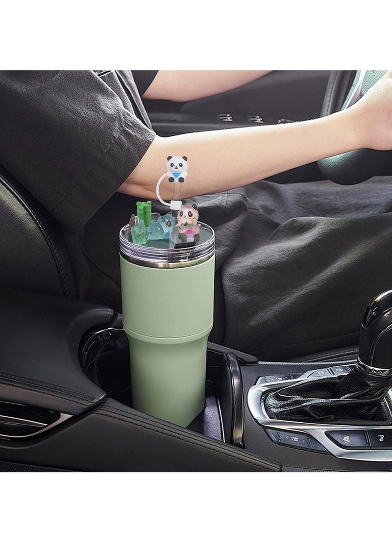 KASTWAVE Stanley Cup Accessories Set, Compatible with Stanley Cup Lid Accessories Charms, Charms for Stanley Cups H2.0 Accessories 40oz with Silicone Straw Cover Cap for Tumblers, Panda, 40oz - Image 5