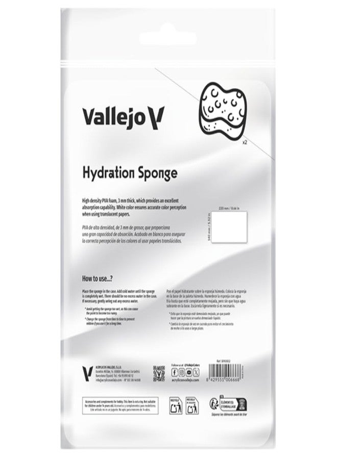 Vallejo - Hydration Sponge, Includes 2 Units of High Density PVA Foam 3 mm Thick (0.76 in) - Long-Lasting Paint Preservation Sponge Sheets - Professional Acrylic Palette Rehydration Pads - Image 1