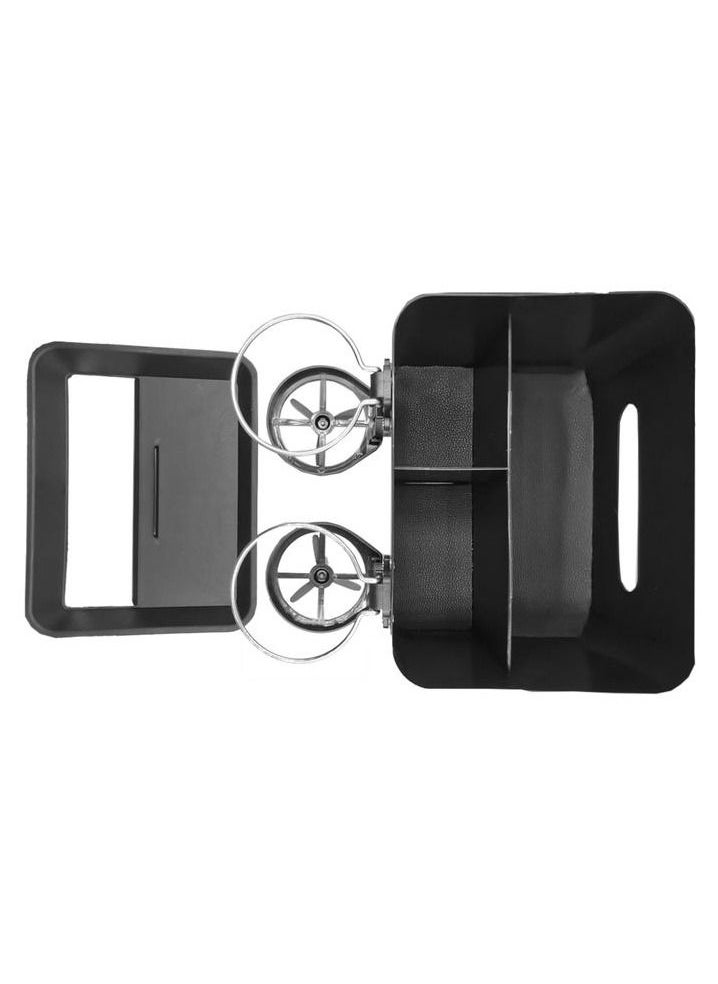 MOB - Multifunction Car Armrest Storage Box Organizer, Car Arm Rest Drink Holder Cup Holder MOB Black With Silver - Image 1