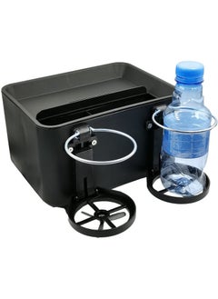 Multifunction Car Armrest Storage Box Organizer, Car Arm Rest Drink Holder Cup Holder MOB Black With Silver