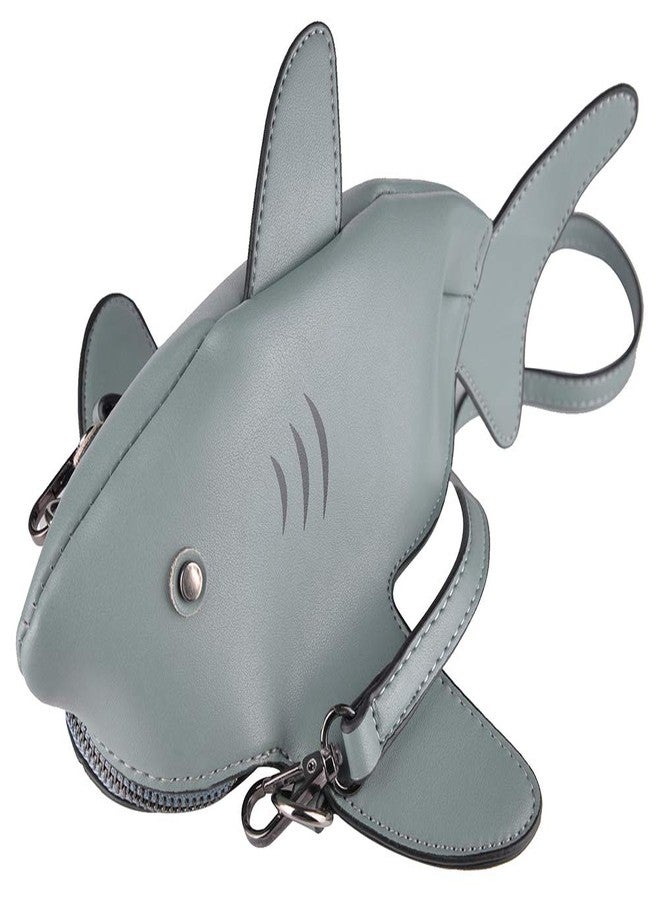 QZUnique Shark Shoulder Bag for Women 3D Animal Novelty Purse Zipper Crossbody Handbag Clutch Messenger Bag for Girl - Image 1