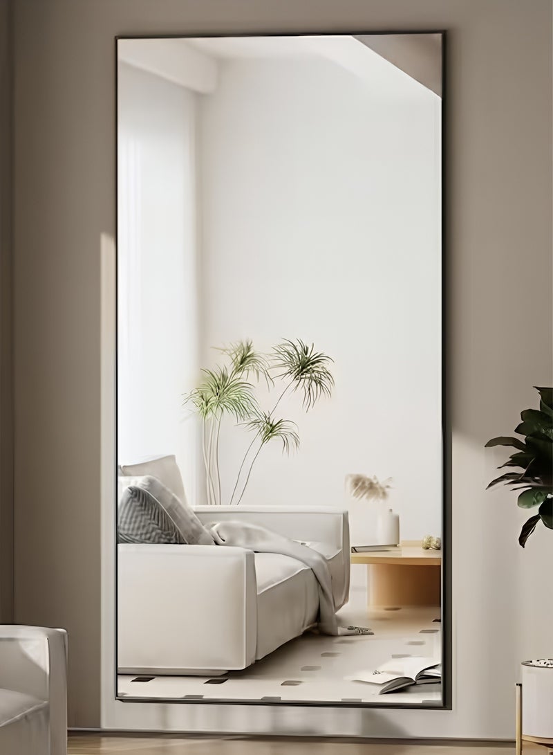 تايمي مرآة ضخمة جدا بإطار انيق وزجاج مقاوم للكسر 180x80 سم - مرآة كاملة الطول  بإطار معدني أسود وحامل خلفي - تصميمها الرائع يناسب غرفة المعيشة وغرفة النوم - Image 3