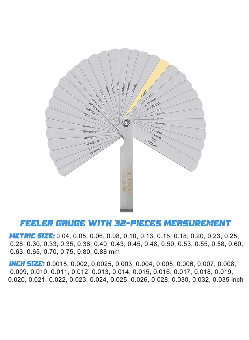SYOSI مقياس تحسس من الفولاذ المقاوم للصدأ بعلامة مزدوجة لقياس سمك صمام الإزاحة SAE 32 قطعة و26 قطعة و16 قطعة لقياس العرض - Image 5