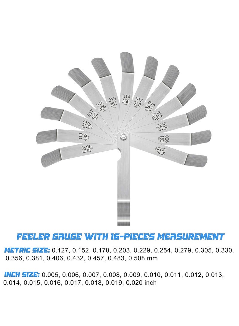 SYOSI مقياس تحسس من الفولاذ المقاوم للصدأ بعلامة مزدوجة لقياس سمك صمام الإزاحة SAE 32 قطعة و26 قطعة و16 قطعة لقياس العرض - Image 4