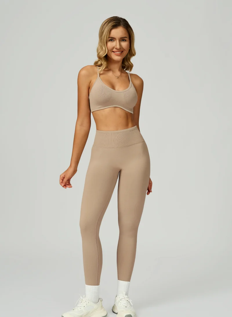 KAWN.YOGA Tan Beige Womens High Waist Scrunch Contour Leggings for Women | Best Price UAE