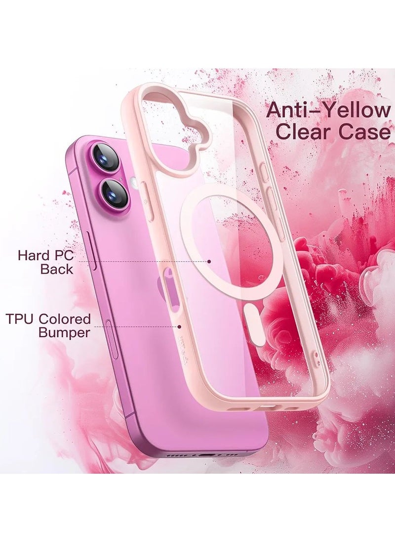 Denx - Magnetic Case for iPhone 16 Plus Case, Compatible with MagSafe, Plating Luxury Cover, Clear Soft TPU Shockproof Protective Phone Case, (Pink) - Image 1