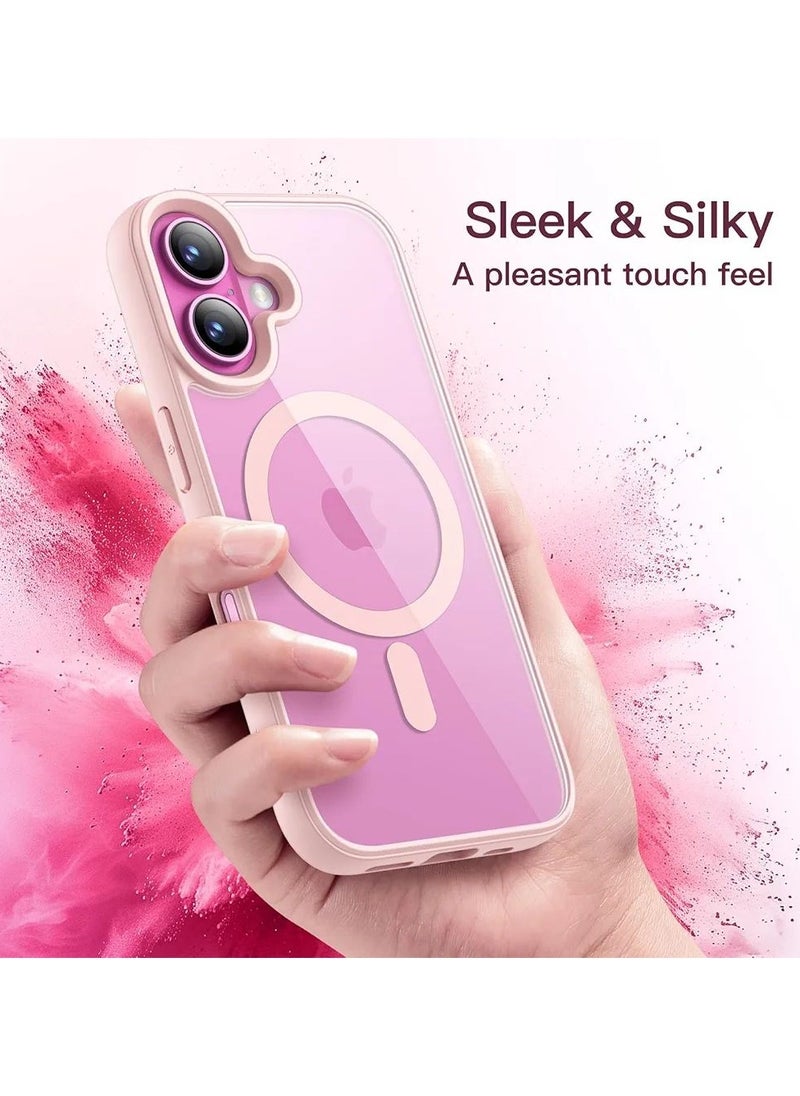 Denx - Magnetic Case for iPhone 16 Plus Case, Compatible with MagSafe, Plating Luxury Cover, Clear Soft TPU Shockproof Protective Phone Case, (Pink) - Image 1