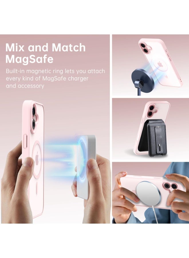 أكاليكس حافظة مغناطيسية لهاتف iPhone 16 Plus، متوافقة مع MagSafe، غطاء فاخر مطلي، حافظة هاتف واقية شفافة ناعمة من مادة TPU مقاومة للصدمات، (وردي) - Image 4