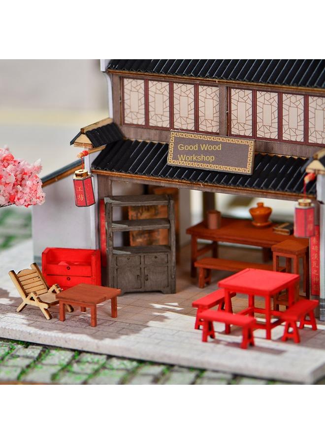 Bluejw Ancient Architecture Model Cabin Retro Huizhou Architecture Good Wood Workshop Courtyard Villa Handmade Ornaments Gift - Image 3