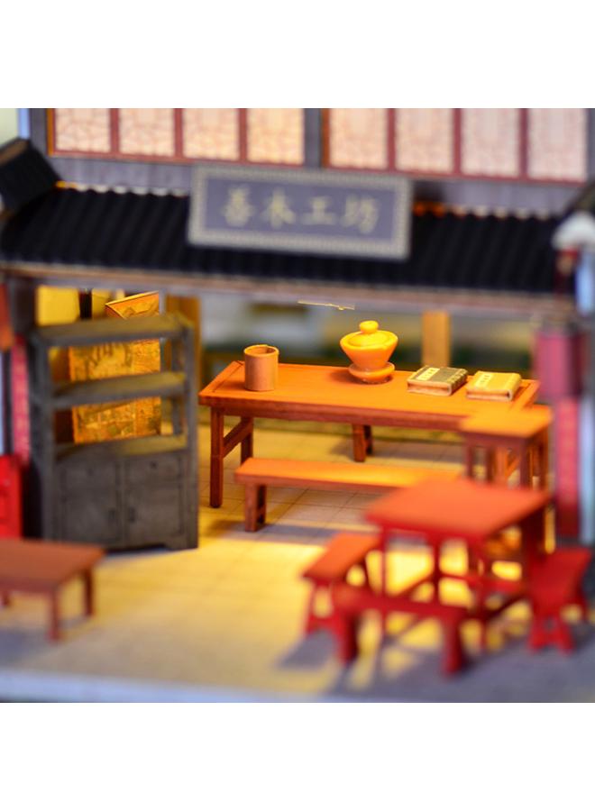 Bluejw Ancient Architecture Model Cabin Retro Huizhou Architecture Good Wood Workshop Courtyard Villa Handmade Ornaments Gift - Image 4