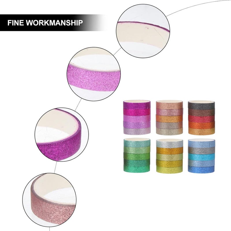 COHEALI 30 Rolls Glitter Washi Tape Decorative Adhesive Tapes For Crafting Scrapbooking Journaling DIY Supplies 1 Pack - Image 5
