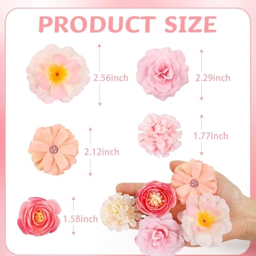 ATTGREAT Fake Flower Heads Mini Silk Flowrs Bulk Small Pink Flower 3D Loose Faux Daisy Rose Sunflowers Plum Blossoms Craft for Wedding Party Cake Baby Shower Home Decor, 110Pcs(Pink) - Image 2