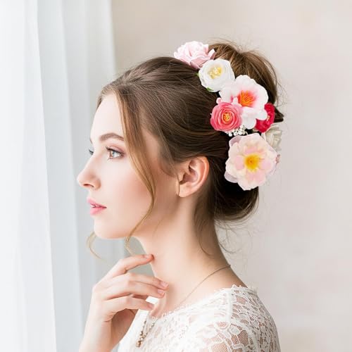 ATTGREAT Fake Flower Heads Mini Silk Flowrs Bulk Small Pink Flower 3D Loose Faux Daisy Rose Sunflowers Plum Blossoms Craft for Wedding Party Cake Baby Shower Home Decor, 110Pcs(Pink) - Image 4