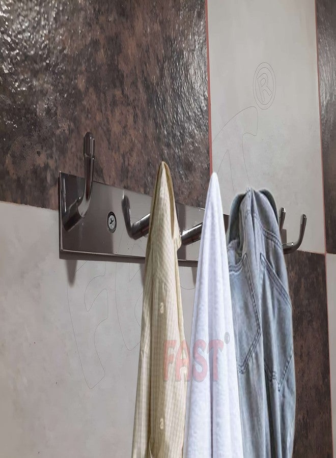 FAST CH12 Stainless Steel Towel Hook & Cloth Hooks for Door and Wall Mounted 2pcs (6 Hooks) - Image 3