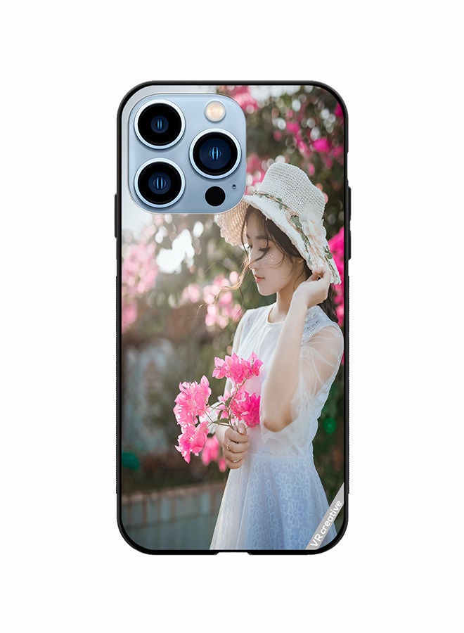 VR CREATIVE Protective Case Cover For Apple iPhone 14 Pro Max Girl With Pink Flower Design Multicolour - Image 1