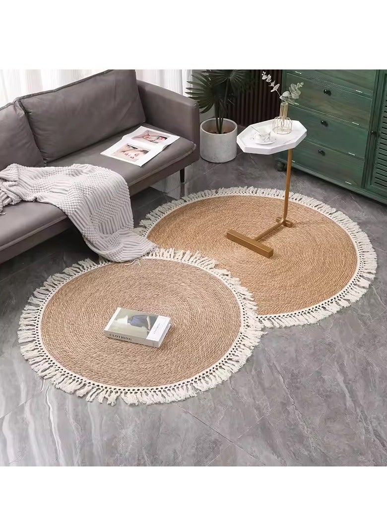 FFD Handwoven Boho Chic Jute Rug - Eco-Friendly Artisanal Design in Versatile Sizes, Perfect for Cozy & Stylish Home Decor"