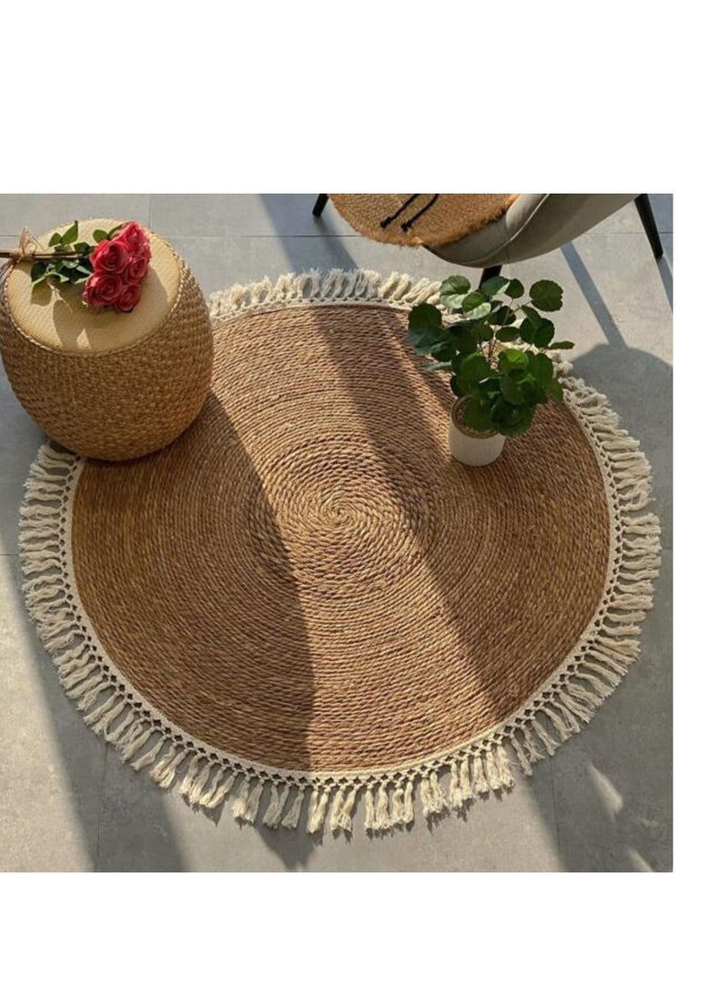 FFD Handwoven Boho Chic Jute Rug - Eco-Friendly Artisanal Design in Versatile Sizes, Perfect for Cozy & Stylish Home Decor"
