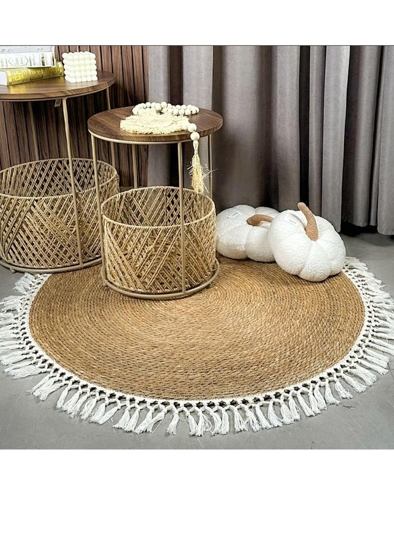 FFD Handwoven Boho Chic Jute Rug - Eco-Friendly Artisanal Design in Versatile Sizes, Perfect for Cozy & Stylish Home Decor"