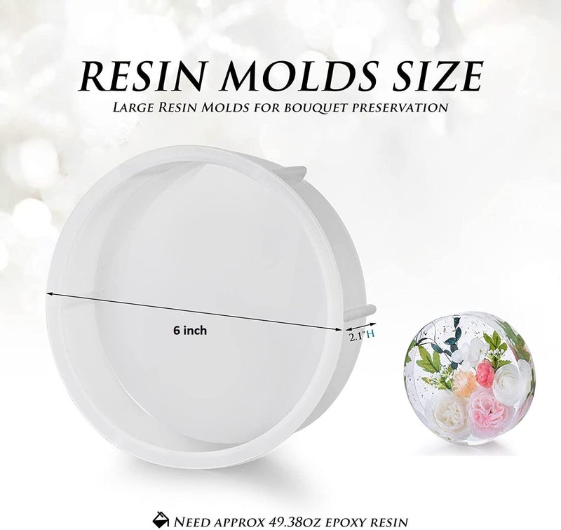 ARTOOL Round Shape Deep Casting Resin Art Mold Decorative DIY Flower Preservative Silicone Deep Casting Resin Mould Epoxy UV Resin Art Mould 6 Inch 2.1 Inch Depth Set of 1 - Image 2
