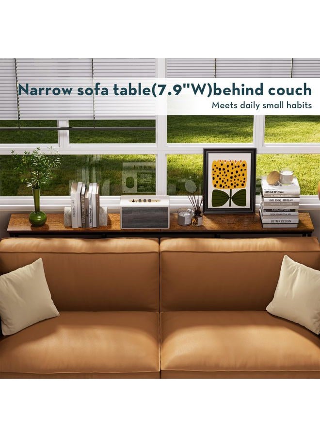 WOHOMO Console Table,3-Tier Small Entryway Tables,Narrow Sofa Table for Hallway,Rustic Brown(63 inch) - Image 5