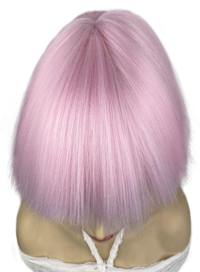 ايمول شعر مستعار قصير مستقيم من ألياف صناعية من Aimole، لون وردي، بتصميم رأس يشبه الفطر، شعر مستعار بتسريحة بوب (2317 وردي) - Image 5