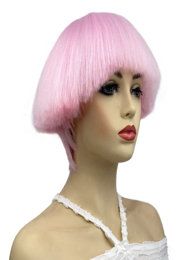 ايمول شعر مستعار قصير مستقيم من ألياف صناعية من Aimole، لون وردي، بتصميم رأس يشبه الفطر، شعر مستعار بتسريحة بوب (2317 وردي) - Image 3